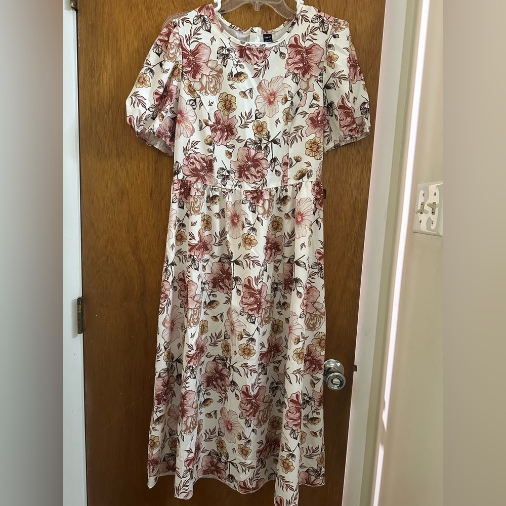 SHEIN Floral Print Dress - White and Pink